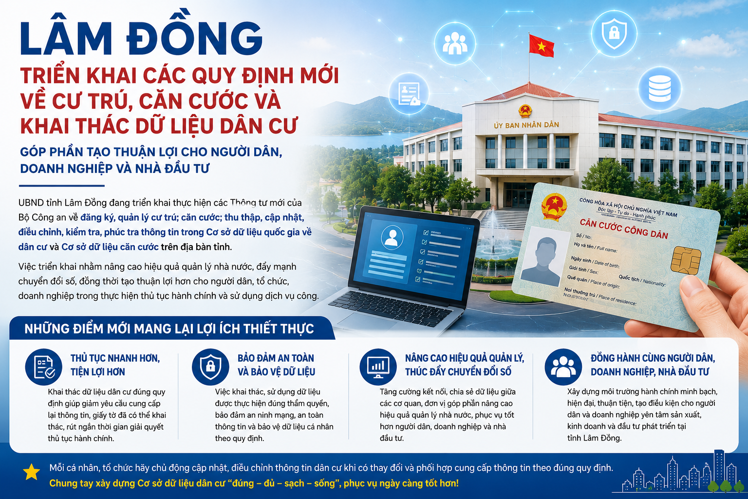 Lâm Đồng triển khai các quy định mới về cư trú, căn cước và khai thác dữ liệu dân cư, góp phần tạo thuận lợi cho người dân và doanh nghiệp