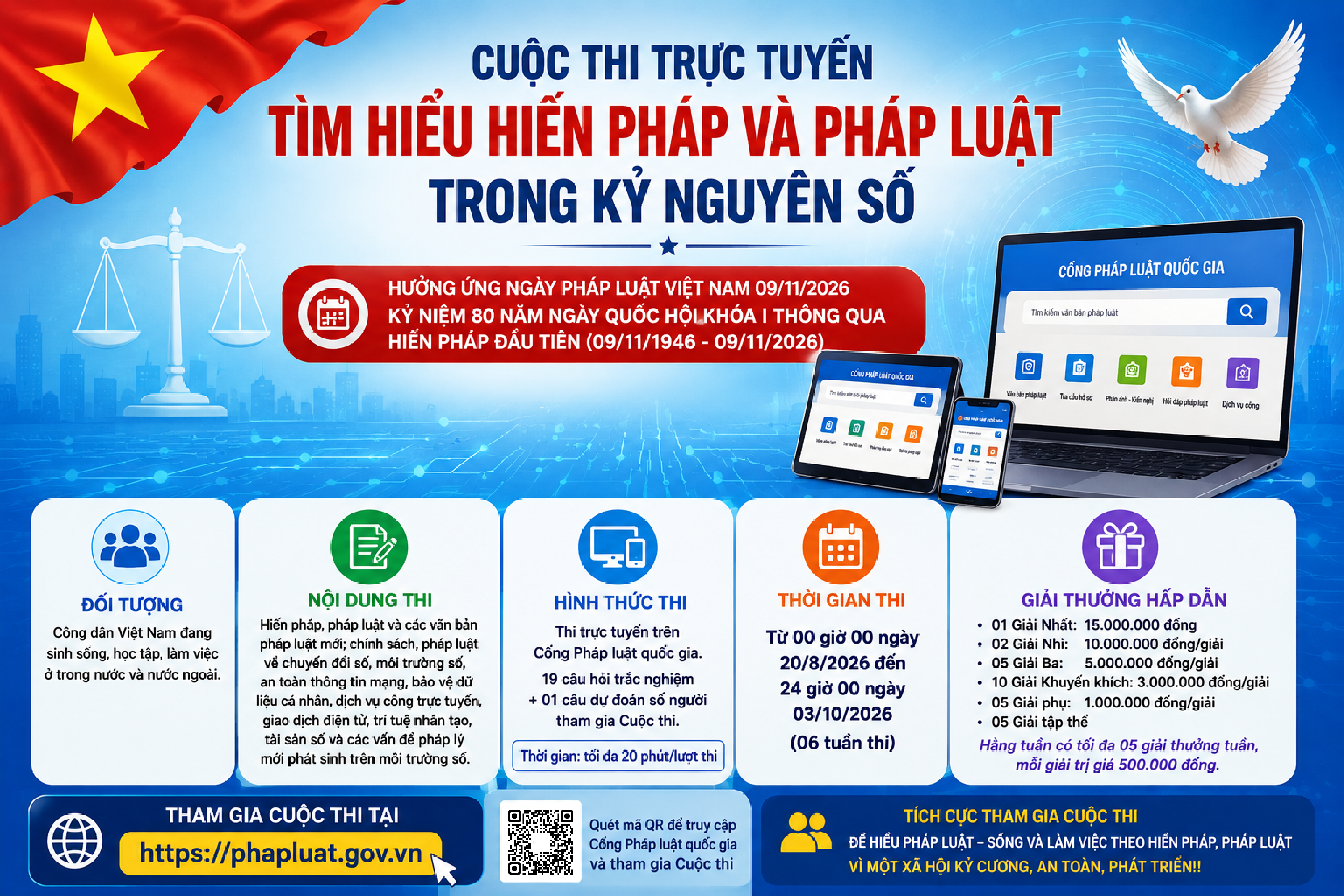 Lâm Đồng phát động, hưởng ứng Cuộc thi trực tuyến “Tìm hiểu về Hiến pháp và pháp luật trong kỷ nguyên số”